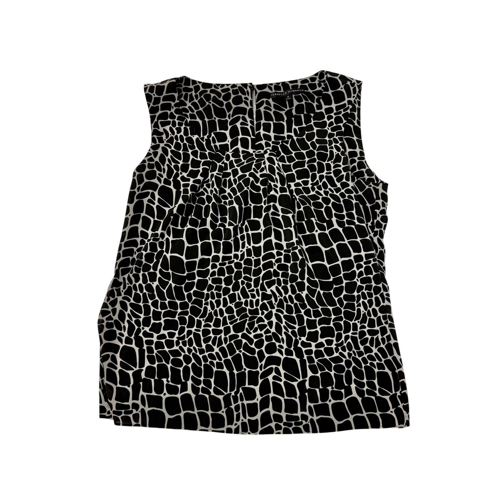 Isabella De Marco Womens Size 8 Black White Abstract Print Sleeveless Blouse Top